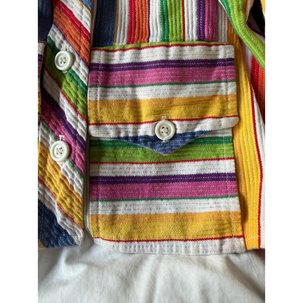 Vtg 70s Ellen Tracy Cropped Rainbow Stripe Dagger Collar Jacket Blazer Top ILGWU - Picture 8 of 8